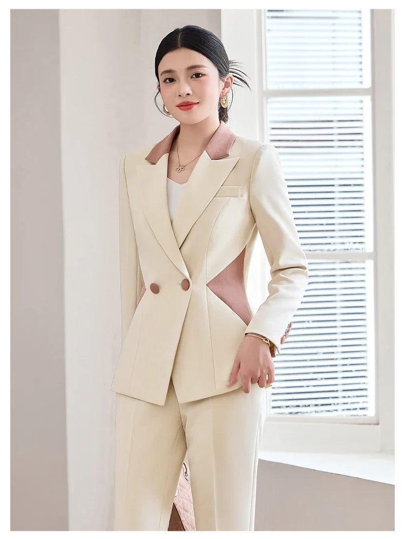 Fashionable professional women's attire, exquisite elegant two-piece pant + suit jacket. 2025 autumn winter new styles