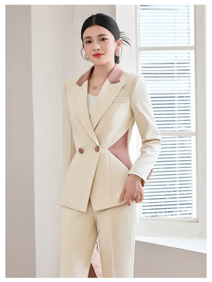 Fashionable professional women's attire, exquisite elegant two-piece pant + suit jacket. 2025 autumn winter new styles