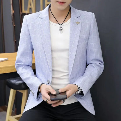 Party Linen Gray Men's Suit Jackets Single Breasted Coat Male Blazer Summer New in Simple Clothing Fashion 2025 Casual Classic