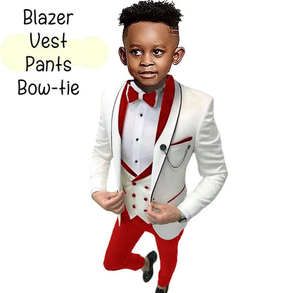 Boys Formal Suit Set – Four-Piece Wedding & Tuxedo Outfit for Toddlers & Kids