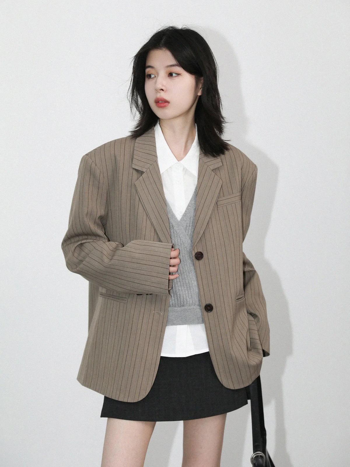 New Women Blazers Single-breasted Loose Casual Retro Striped Office Ladies Suit Jacket Female Coat Spring Autumn 2026