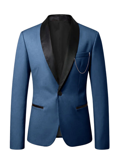 Men's Slim Fit Tuxedo Blazer Satin Shawl Collar One Button Formal Business Suit Jacket for Wedding Prom Party For Spring Summer