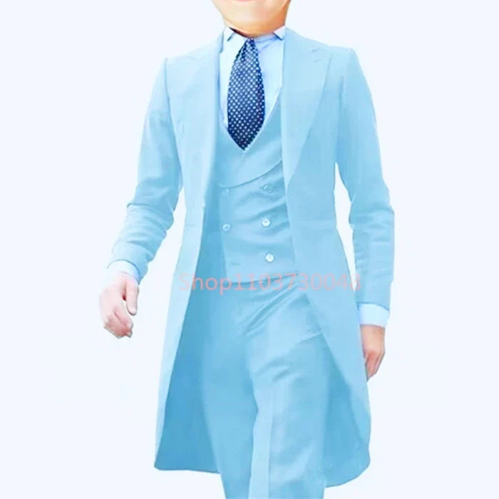 Costume queue de pie pour homme, costume de cérémonie, veste à revers pointus, gilet et pantalon pour fête, mariage, danse, performance de magie.