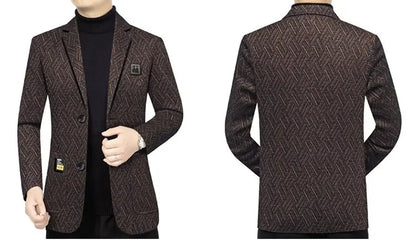 Blazer Men's Fashionable Business Banquet Dance Singer Striped Fitted Casual Trendy Wedding Banquet Dress Performance Blazer