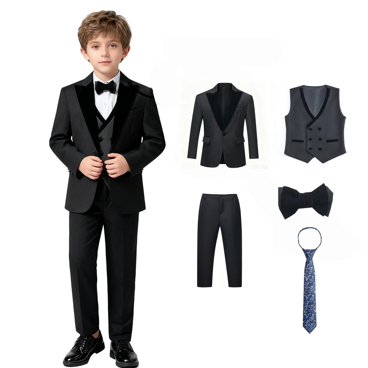 Boys Suit Set 3-Piece Formal Outfit for Kids Wedding Birthday Party Ages 3T–14T