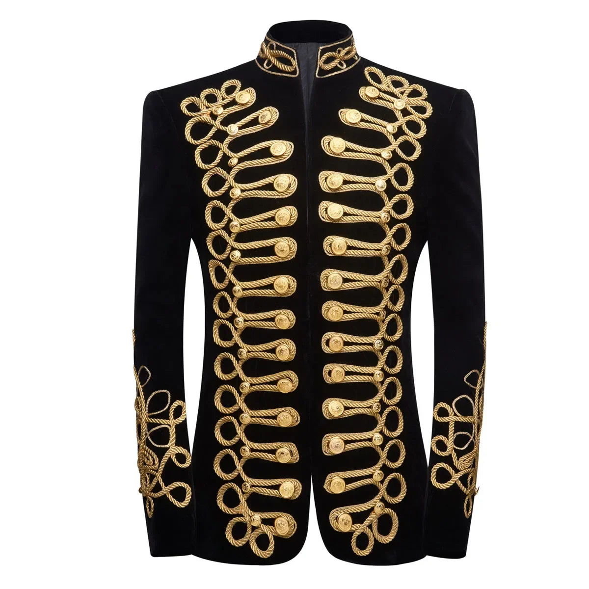 2026 European and American Size Rope Button Three-dimensional Men's Ball Performance Court Dress Noble Retro Velvet Suit Blazer