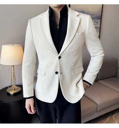 2025 Autumn Winter Velvet Suit Jacket Men Casual Business Blazers Wedding Groom Social Banquet Party Formal Blazer Men Clothing