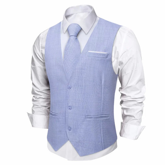 Men's Vest Single Breasted V-Neck Solid Waistcoat – Multi-Color