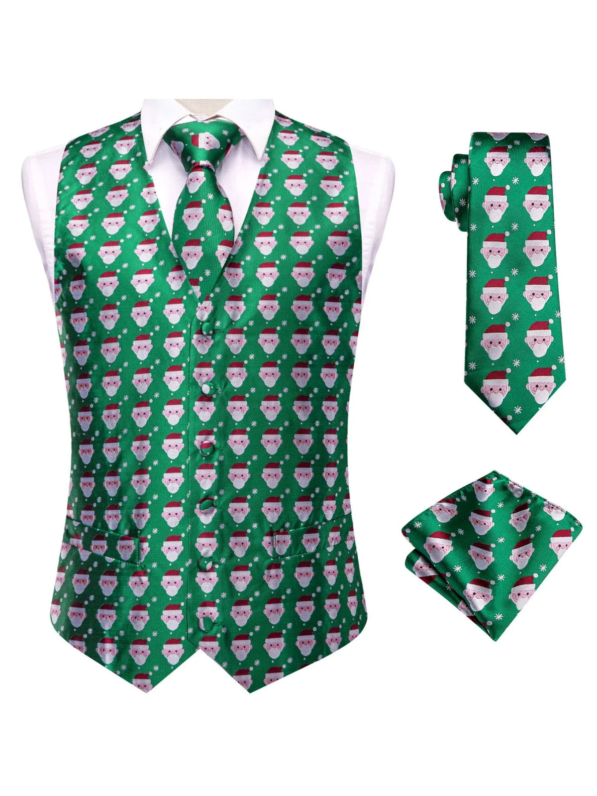 Men's Vest 3-Piece Set Christmas Print for Holiday Parties
