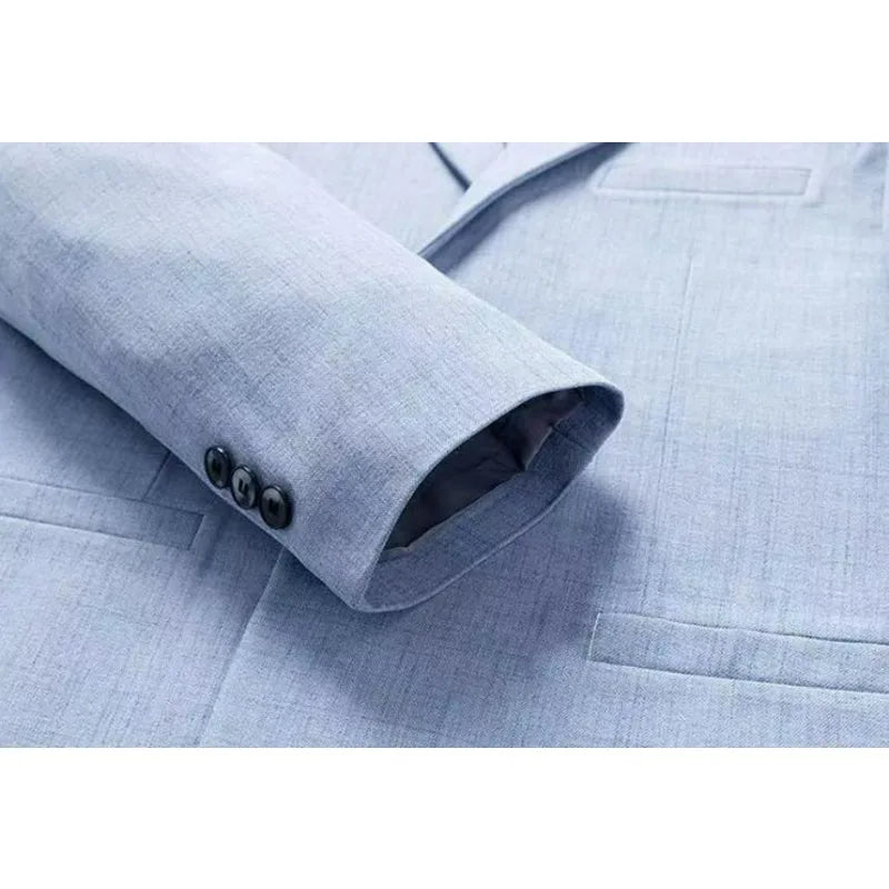 KIDWHXR Man Suit Coat Korean Solid Color Single-breasted Male Blazer Slim Long Sleeve Breathable Business Casual Men Outerwear