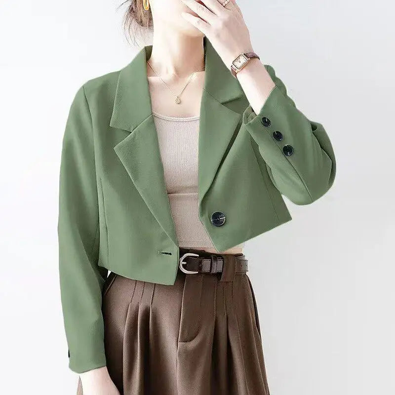 Women Black Gothic Blazer Jacket Korean Style Y2k Gyaru 2000s Vintage Long Sleeve Emo Outerwear Cropped Suit Coat Spring Autumn