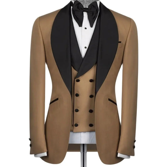 Men's Suit Tuxedo Green Black Grey Wedding Groomsmen Spring Jacket Pants Vest Three Piece Single Breasted Peaked Lapel Slim Fit