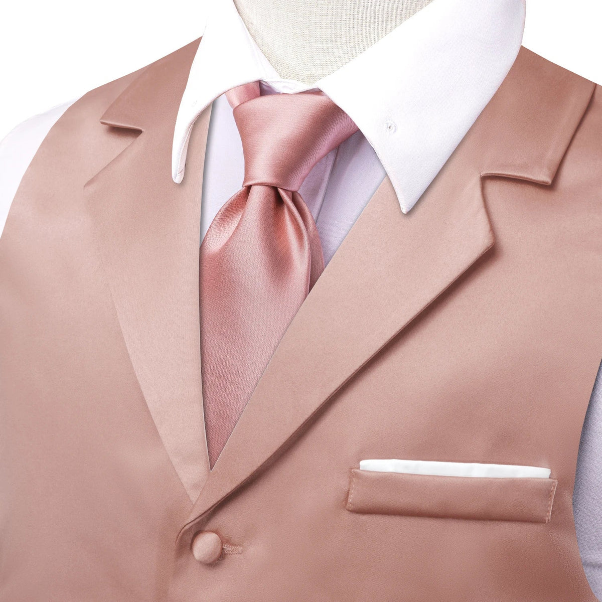 Men's Suit Vest with Tie Jacquard V-Neck Waistcoat for Business and Casual Occasions – Dusty Pink