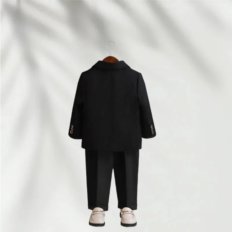 Children 3Pieces White Wedding Suit Kids Jacket Pants Botwtie Photograph Suit Flower Boys Birthday Tuxedo Party Dress
