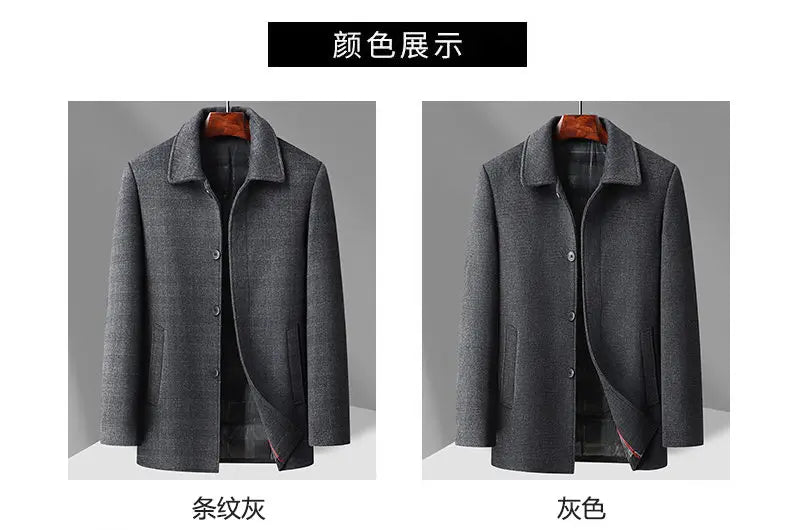 2026 Outdoor Fashion Gentleman's Versatile Trend, Middle-aged and Elderly Business Casual Men's Down Inner Liner Woolen Coat