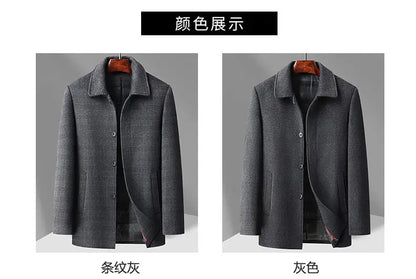 2026 Outdoor Fashion Gentleman's Versatile Trend, Middle-aged and Elderly Business Casual Men's Down Inner Liner Woolen Coat