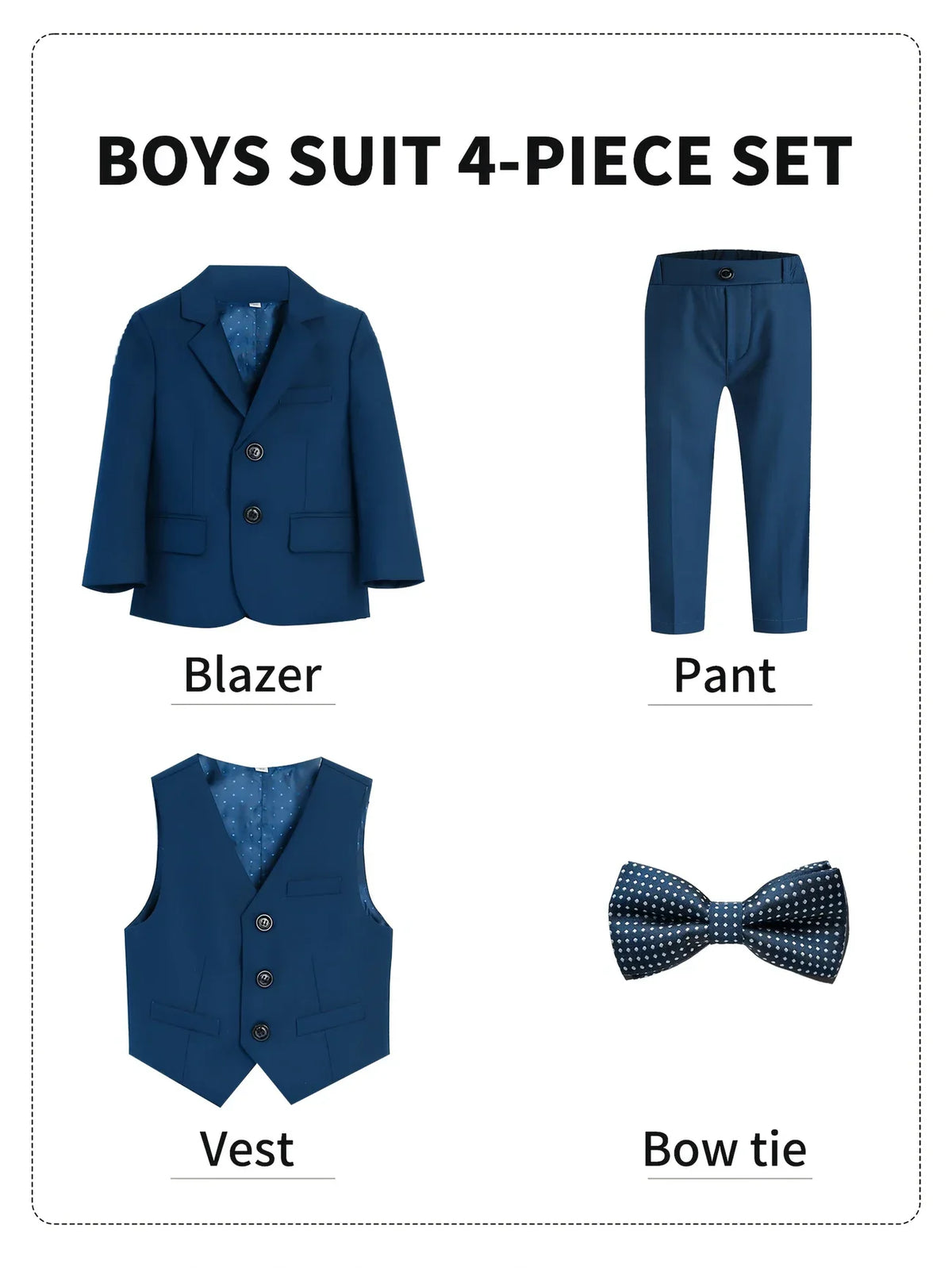 Gentleman Boys Suit Set Kids Blazer Vest Pants Bowtie 4Pieces Party Dress Suit Child's Formal Baptism Birthday Wedding Outfit