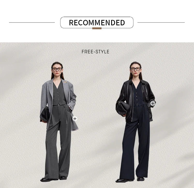Pant for Woman 2025 Autumn New Versatile Ladies Clothing Commuter Style Striped Vest Casual Loose Sleeveless Women 12523089