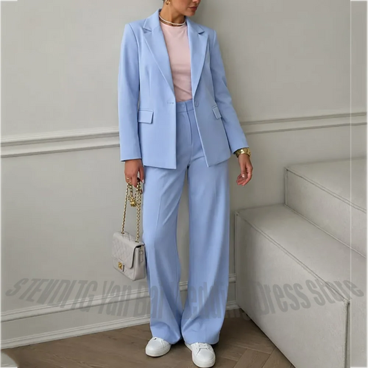 Elegant Women's Suit Set High Quality Notched Lapel Formal Occasion Office Business Daily Commuter Two Piece Outfit Jacket Pants