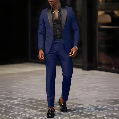 Ensemble 2 pièces pour homme, costume de mariage ou d'affaires, veste à un bouton et pantalon, ensemble veste slim fit