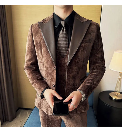 Men's Slim Fit 3-Piece Suit – Smart Casual & Wedding Formal Set