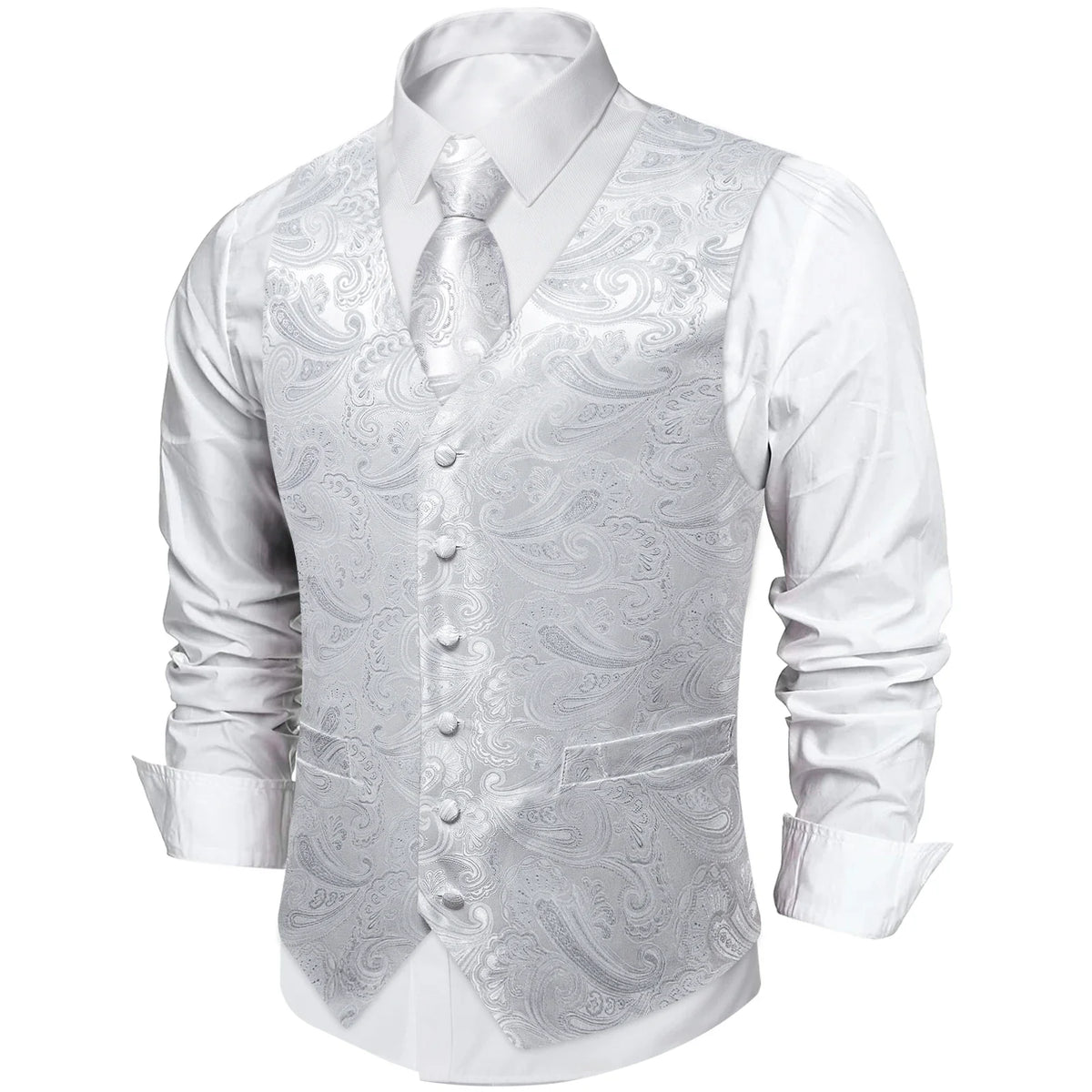 Men's Paisley Suit Vest with Tie and Handkerchief Set for Wedding and Prom