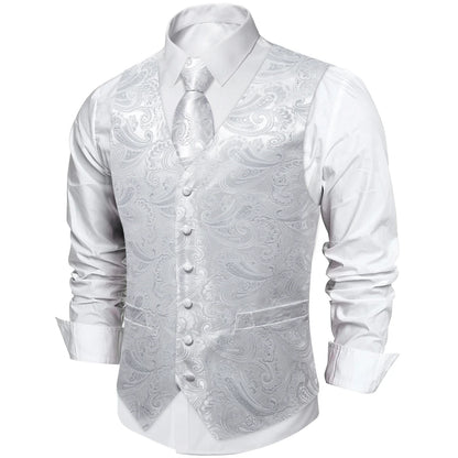 Men's Paisley Suit Vest with Tie and Handkerchief Set for Wedding and Prom