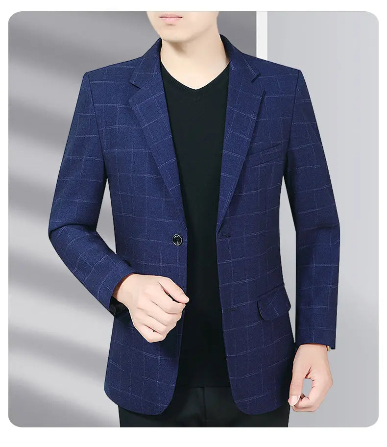 Blazer Men's Business Gentleman Wedding Fashionable Solid Color Best Man, Slimming and Casual Middle-aged and Elderly Blazer