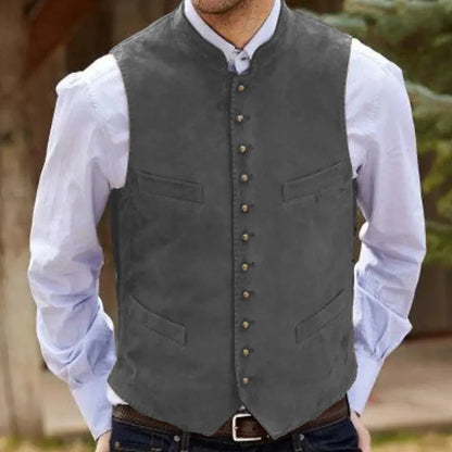 Men's Formal Vest – Single Button Suede Flannel Waistcoat for Weddings & Events