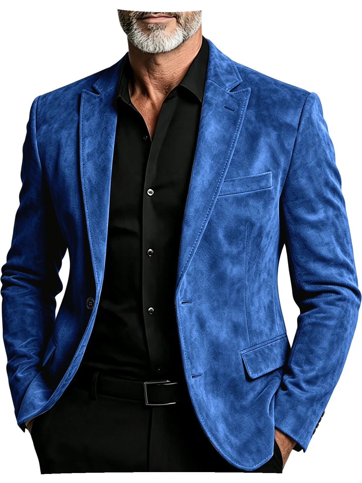 Luxury Men's Suede Blazer Notched Lapel Casual Business Sport Coat Slim Fit Gentleman Formal Wedding Office Suit Jacket Autumn