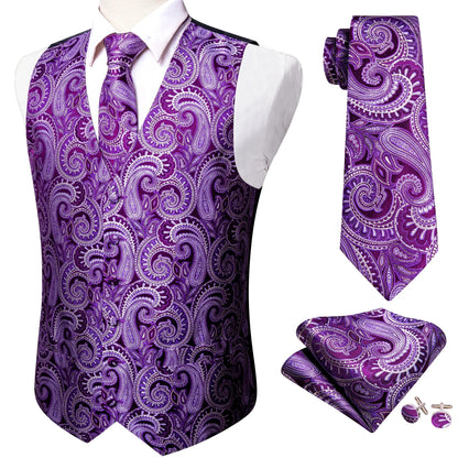 Men's Vest Paisley V-Neck Single Breasted Formal Waistcoat for Wedding Business Party