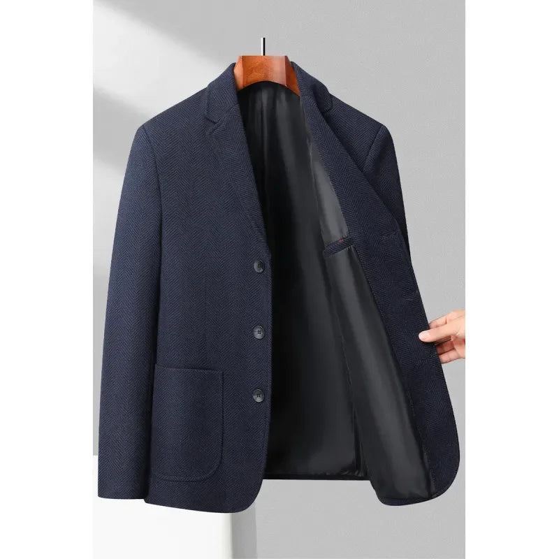 Mens Blazer Fashion Business Handsome Gentleman Korean Version of British Style Leisure Slim Solid Color Wedding Work Blazer