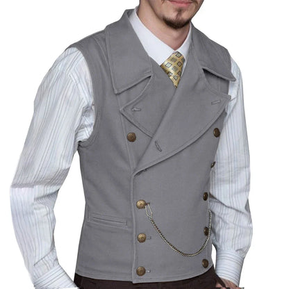 Men's Double Breasted Waistcoat – Solid Color Formal Vest for Weddings & Events
