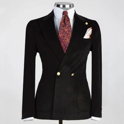 Men Suit 2 Piece Ivory Solid With Lapel Double Button For Wedding Business Banquet Party Work Daily Jacket And Pants