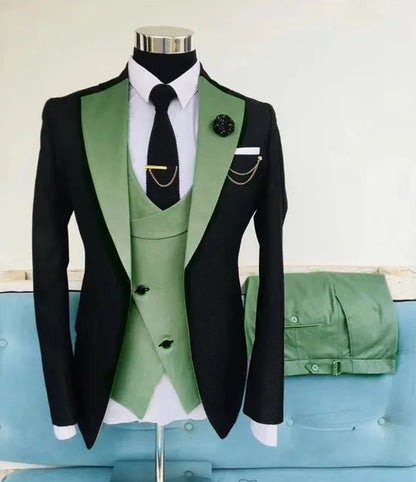 Slim Fit Men Wedding Suits Slim Fit Business Suits Groom Black Tuxedos for Formal Wedding Suits Jacket Pant Vest 3 Pieces