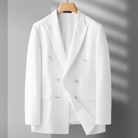 (XL-7XL)2025 New Plus-size White Suit Men's Business Casual Double-breasted Suit British Style Professional Single West Coat