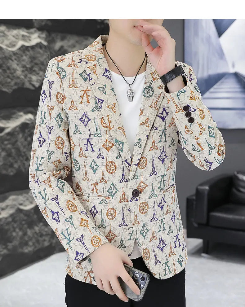 Blazer Men's fashion outdoor travel gentleman wedding Slimming Business versatile Trendy Casual Korean-style formal wear Blazer