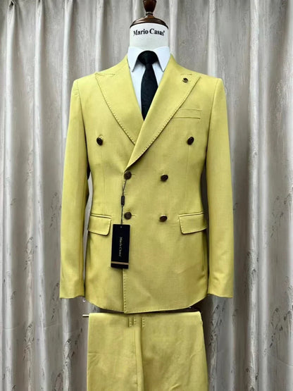 Double Breasted Men's Suits 2 Pieces Formal Occasion Wear Classic Peak Lapel Man Tuxedo For Wedding Birthday Party S-3XL
