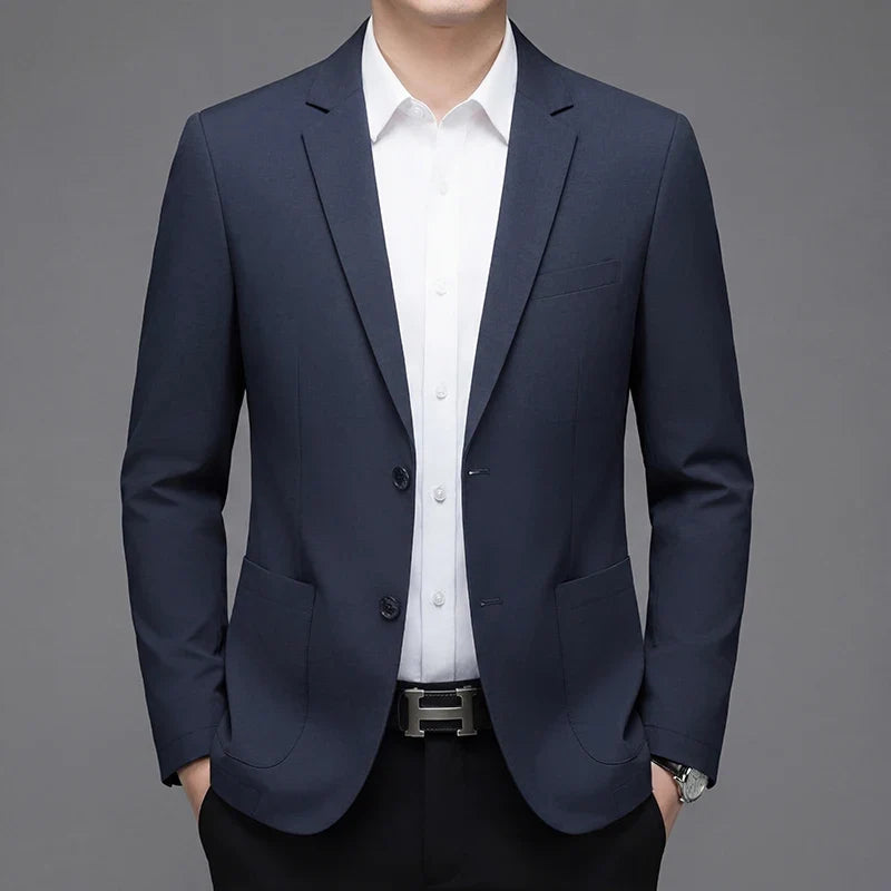 Men's Smart Casual Single-Breasted Collarless Blazer for Spring and Autumn