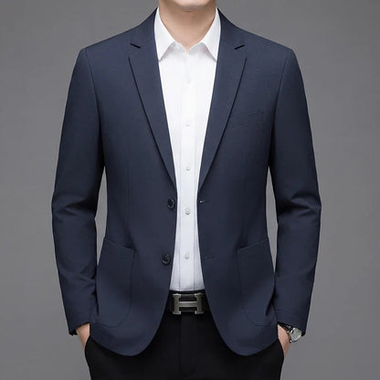 Men's Smart Casual Single-Breasted Collarless Blazer for Spring and Autumn