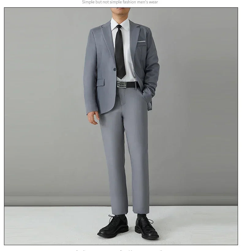 Men's Slim Fit Suit Set – Smart Casual Blazer and Pants for Business, Wedding & Formal Occasions