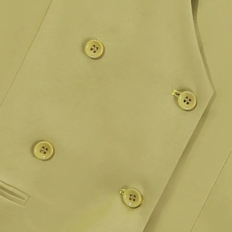 2025 Summer V-Neck Vest Women Thin Loose Waistcoat Double-breasted Sleeveless Blazer Female Slim Short Vest Femme Slim Buttons