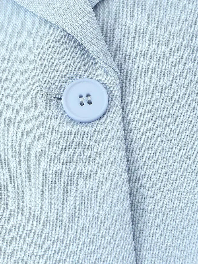 Spring Commuter Style Short Blue Suit Jacket Women's Fashionable Versatile Single Button Flip Collar Top Thin Long Sleeve