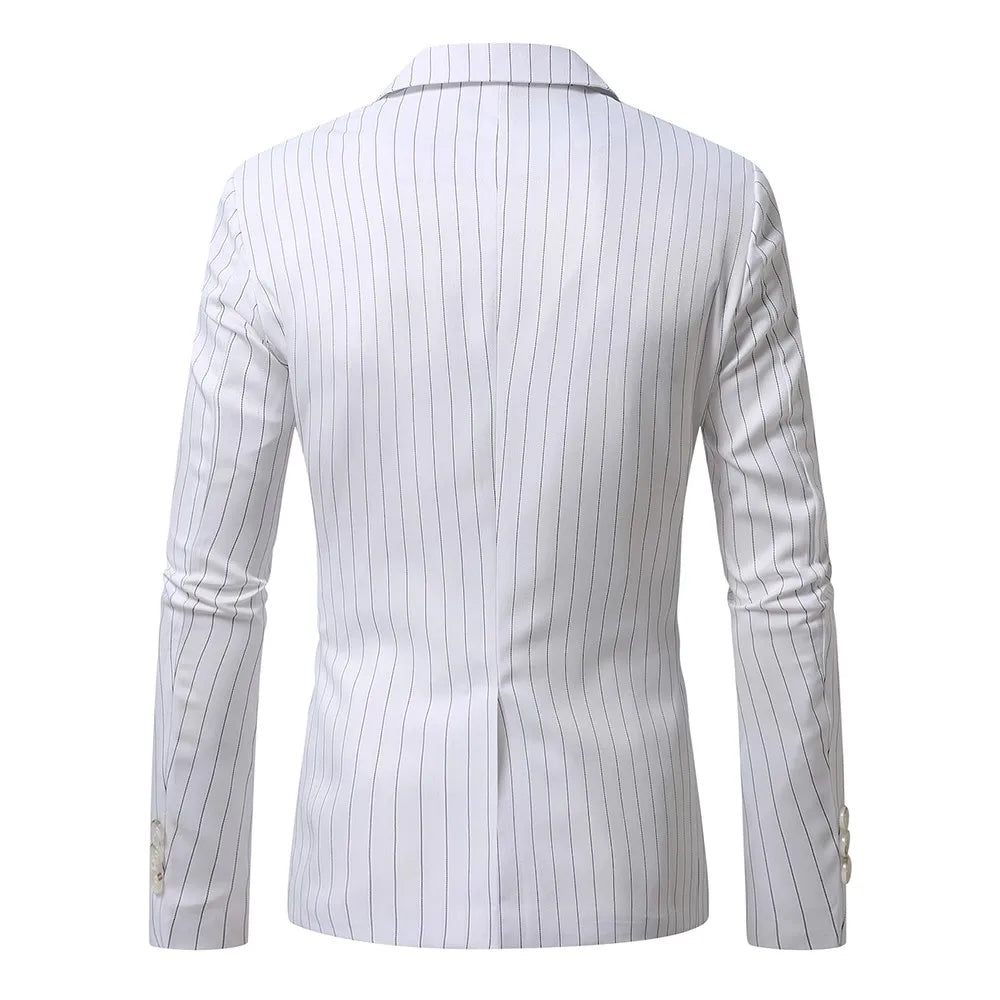 Striped Suit Jackets Men Dress Coat Vintage 2025 Ropa Elegante Hombre Mens Casual Business Slim Fit Formal Blazers Masculino