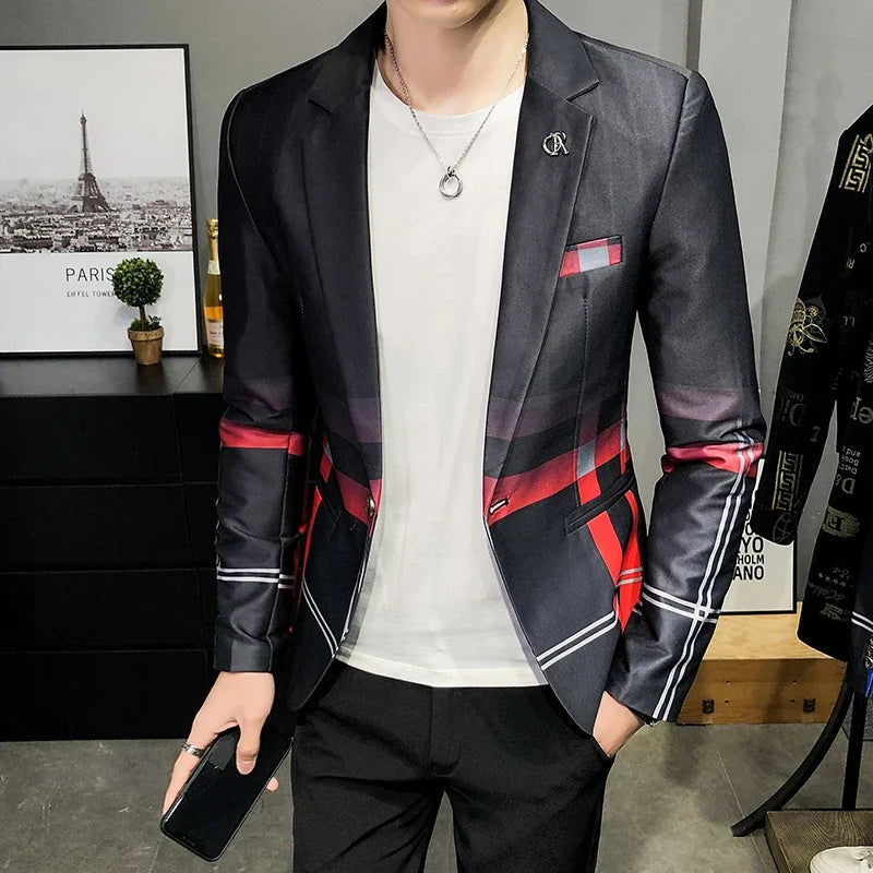 Men's Blazer Suit Jacket 2025 Spring New Fashion Korean Slim Suit Jacket Social Prom Dress Jacket Men's High Quality Clothing