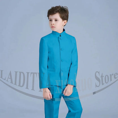Boy Suits Fashion Stand Collar Single Breasted Outfits 2 Piece Formal Party Tuxedo Daily Casual Slim Children's Clothing