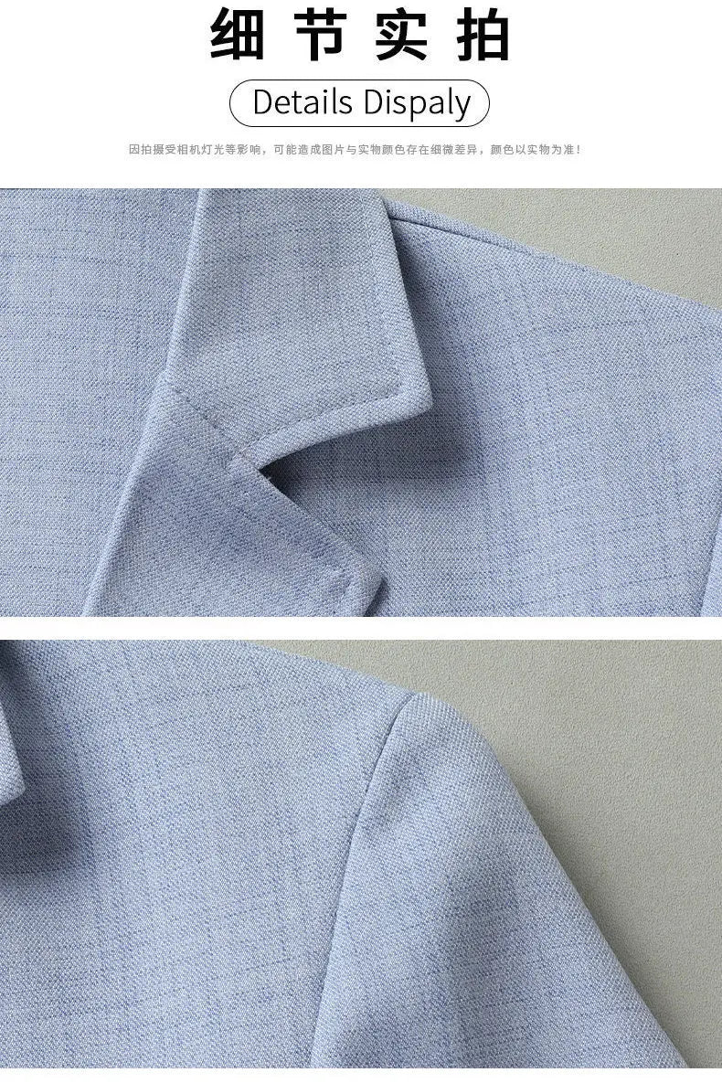30% Linen Blazer - Stylish Business Formal Men's Suit with Gentleman British Style Trendy Breathable and Versatile Casual Blazer