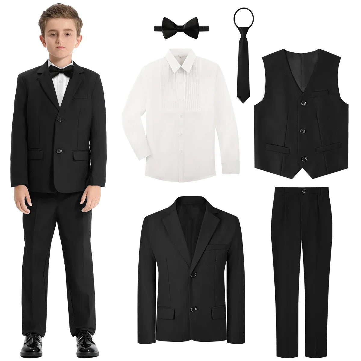 Kids Tuxedo for Boys Suit Set Teenager Wedding Easter Formal Outfit Birthday Party Gift School Performance Photography Blazer