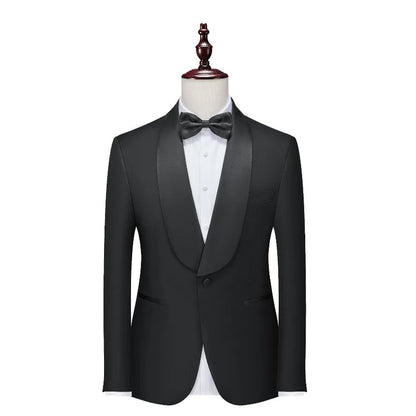 KIDWHXR Men Blazer British Style Solid Color Patchwork Turn Down Collar Male Suit Coat Single-breasted Wedding Man Outerwear