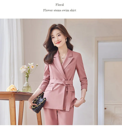 Professional Long-Sleeved Trouser Suits for Women, Fashionable Trousers, High Quality, Show, Elegant, New, Autumn and Winter